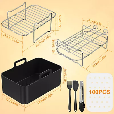 Air Fryer Accessories Set Nonstick Air Fryer Silicone Pan With 100 Paper Binpr • $35.29