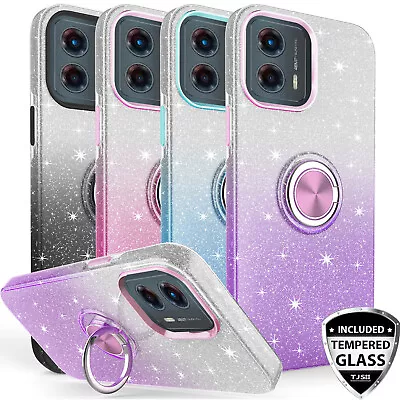 For Motorola Moto G 5G 2023 Ring Case Glitter TPU Gradient Bling +Tempered Glass • $10.99