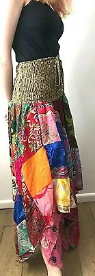 Patchwork Skirt Festival Boho Hippie Pixie Gypsy Long Summer Sun Dress ONE SIZE • £24.99