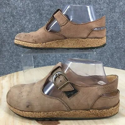 Haflinger Shoes Womens 7 W Wide Clogs Flats Slip On Brown Leather Buckle Strap • $24.75