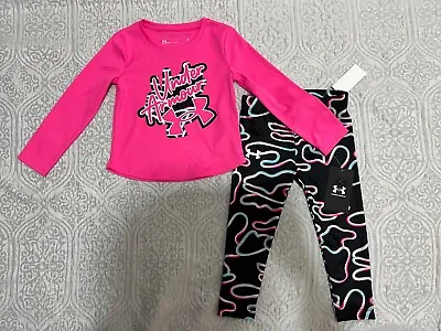 $26.99 • Buy Under Armour Toddler Girl Size 2T Pink 2-Piece Graphic Tee & Leggings Set NWT