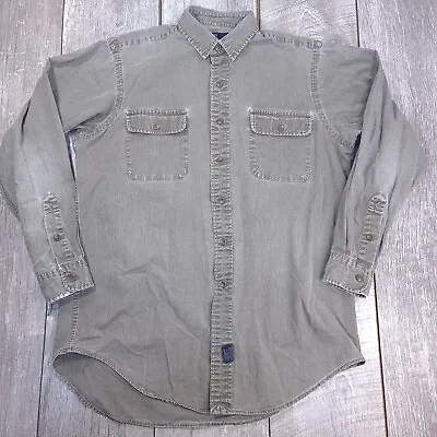 Vintage Polo Ralph Lauren Work Shirt Mens Medium Faded Green Button Front Top • $29.97