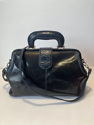 Vintage Portofino Satchel Doctor's Bag Blue/ Black Leather • $40