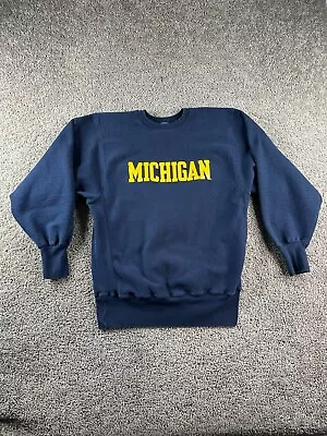 VINTAGE 90s Champion Reverse Weave Sweatshirt Mens XL Blue Michigan Wolverines • $83.99