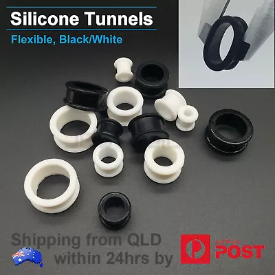 Silicone Flexible Tunnel Ear Piercing Plug Stretcher Body Jewellery 3-30mm • $7.99
