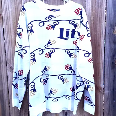 3XL Miller Lite Ugly Christmas Sweater / Christmas Lights NEW • $25