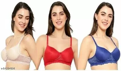 Bra Pack Of 3 Bra Sets Women's Bra Wired Free Padded Bra Cotton Bras Girls Bra • $23.33