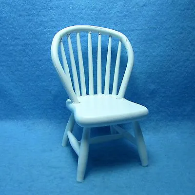 Dollhouse Miniature Kitchen / Dining Room Windsor Chair In White ~ CLA07814 • $11.69