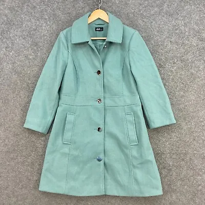 Dotti Coat Womens 12 Green Jacket Pockets Collar Button Lined A908 • $49.95