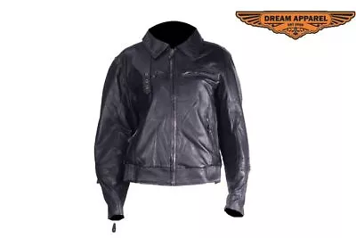 Leather Biker Women's Black Leather Fashion Classic Jacket W Air Vents On Sleeve • $101.99