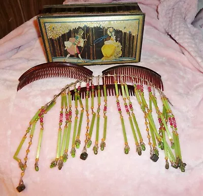 Vintage 1920's Headpiece Flapper Headband Beaded With Combs & Jewel Box • $75