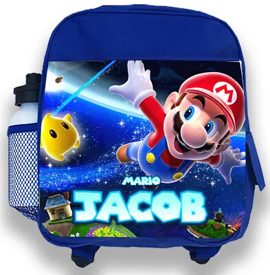 Personalised Kids Backpack Any Name Mario Boys Childrens Back To School Bag 2 • £19.99