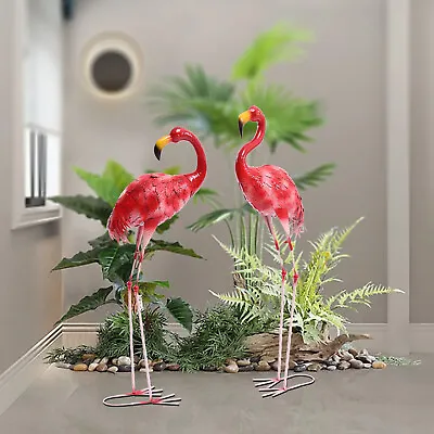 Flamingo Statue Outdoor Lawn Yard Garden Decor Metal Art Sculpture Pink • $54.14