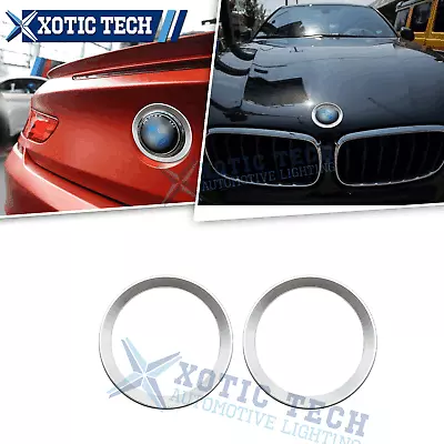 2PCS Silver Emblem Ring Decal Car Front Hood Rear For BMW 5 Series E46 E39 F10 • $15.86