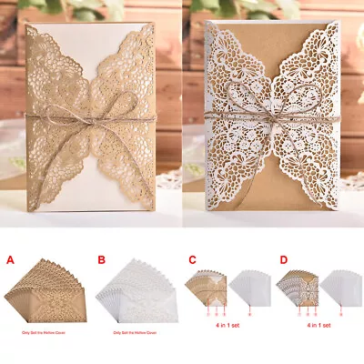 10pcs Floral Lace Laser Cut Wedding Party Birthday Invitation Getting Cards • £9.69