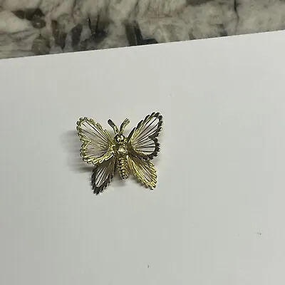 Signed Monet - Small Costume Brooch Pin - Gold Tone Butterfly Insect • $10.99