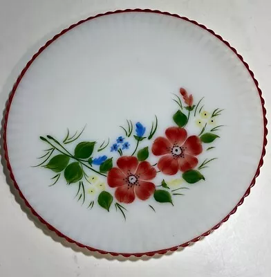 Macbeth Evans Hand-Painted Flowers ~ Petalware  Monax Salver Plate 11  Red Edge • $10