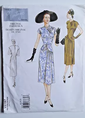 Vogue Vintage Model Original 1948design Pattern V2787 - Uncut - Dress Size 18-22 • $8.99