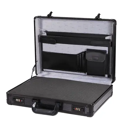 Black Aluminum Hard Briefcase With Foam Protection Business Flight Carrying Case • $70.58