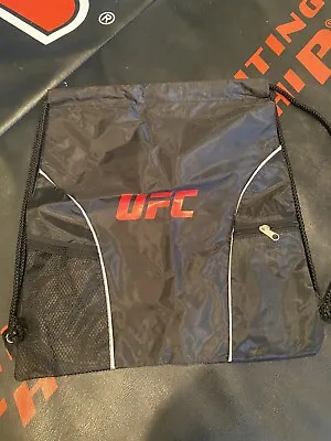 UFC Gym Drawstring Bag With Zipper Pocket - Black With Red Lettering - Polyester • $20