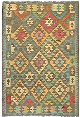 Geometric Boho Decor Hand-Woven Kilim 6'7X9'6 Oriental Rug Reversible Carpet • $350
