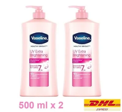 2 X Vaseline Body Lotion Healthy Bright UV Extra Brightening Pink Gluta 500 Ml • $52.96