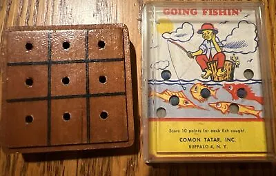 Vintage Dexterity Puzzle & Small Wooden Tic Tac Toe Game • $6