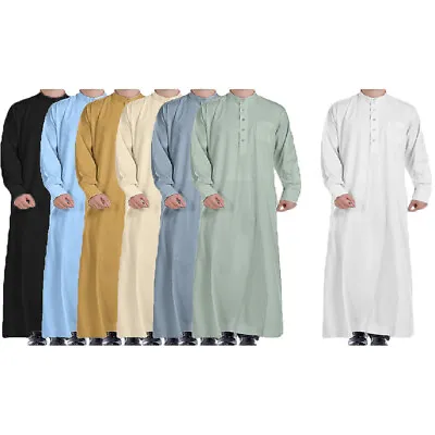 Luxury Colour Uae SAUDI Thobe Jubba Mens Ramadan Eid Umrah Hajj Islamic Gift • £19.98