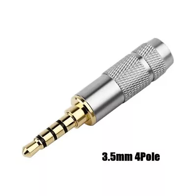 1x 4-Pole GOLD PLATED 3.5mm Male Stereo Jack Plug Solder Mic Headphone Connector • £3.39