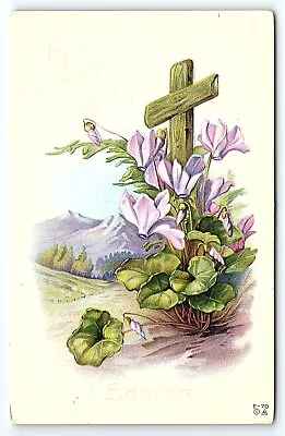 1910 Easter God Scatters Love Cross Violet Middleburg Ny Embossed Postcard P3328 • $18.74