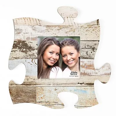 Weathered White Wash 12 X 12 Wood Puzzle Wall Plaque Photo Frame • $24.95