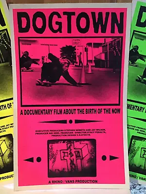 Vintage Original DOGTOWN Film Movie Skateboard Poster By Rhino & Vans Neon Pink • $79.99