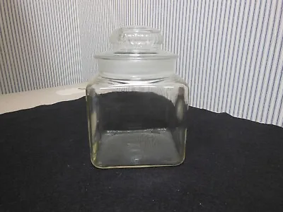 $29 • Buy Vintage Clear Apothecary Jar Glass Candy Jar Ground Lid 6 3/4” #1