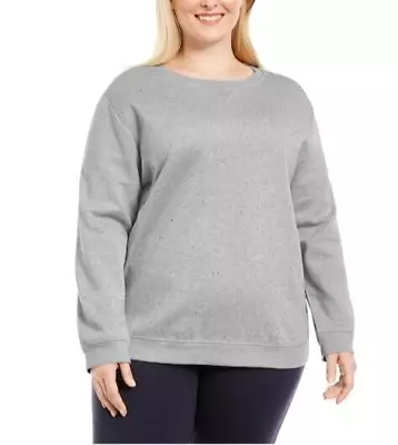 Karen Scott Sweater Womens Gray Fleece Crew Neck  Plus Size 1X • $22.40