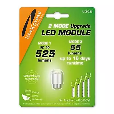 LXB525 2 Mode LED Upgrade Module 525 Or 55 Lumen For 3-6 C/D Cell Maglite Tor... • $36.30