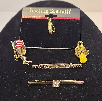 Mens Tie Tacks & Tie Bars Lot Of Goldtone Angel Golf Hastings & Smith Avon • $16