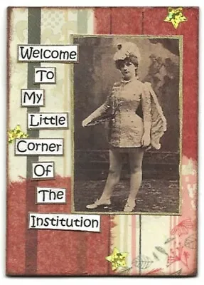 ACEO ATC Art Card Collage Original Ladies Women Welcome Corner Institution Whip • $5.50