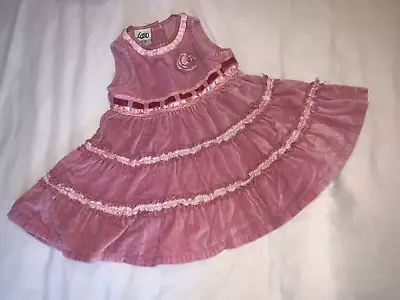 Logo Girls Dress Age 18-24 Months. Beautiful Flared Velvet Dress With Ruffles. • £5