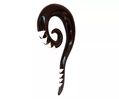 Spiral Tribal Ear Stretcher Gauge Pair Piercing Carved Buffalo Horn/Bone Inlay • $22