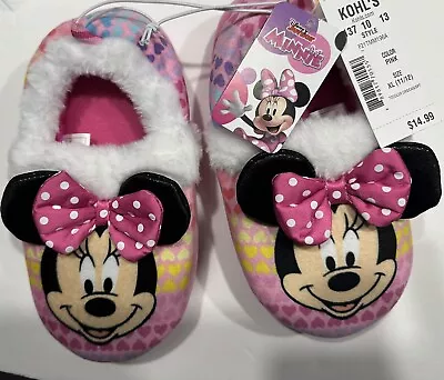 MINNIE MOUSE DISNEY Plush Rubber Bottom Slippers Toddler's Size 11/12 Retail $15 • $11.99