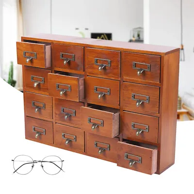 16 Drawers Vintage Tabletop Library Card Catalog Cabinet Apothecary Storage Box • $64