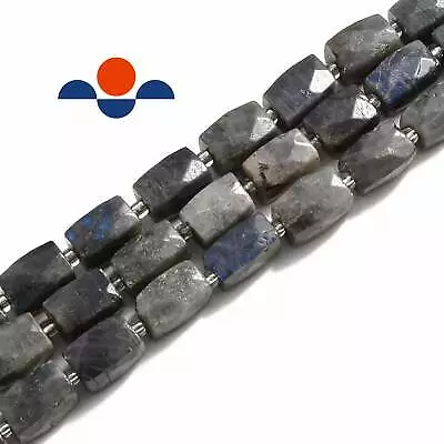 Labradorite Faceted Rectangle Cylinder Drum Barrel Beads 12x16mm 15.5  Strand • $21.49