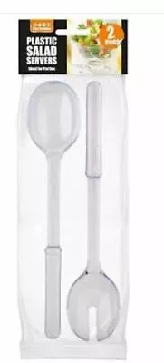 4X Plastic Summer Salad Servers  BBQ Camping Punch Fruit Serving Spoon Fork  • £6.99