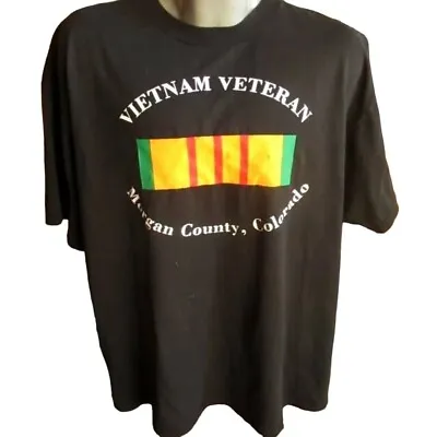 Vintage 90s 2XL FT MORGAN COLORADO VIETNAM ARMY VETERAN GRAPHIC T-Shirt JERZEES • $8.25