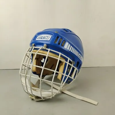 Vintage 80s Rare Blue CCM M-HT4 Hockey Helmet Adjustable Size 6 7/8 - 7 3/4 Mask • $49.99