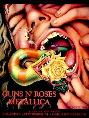 GUNS N' ROSES / METALLICA 1992 TOUR OAKLAND STADIUM 1st PRINTING CONCERT POSTER • $109.99