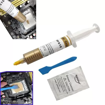 Thermal Grease Paste Halnziye HY610 Gold 30g Syringe For CPU Heat Transfers Etc • £3.95