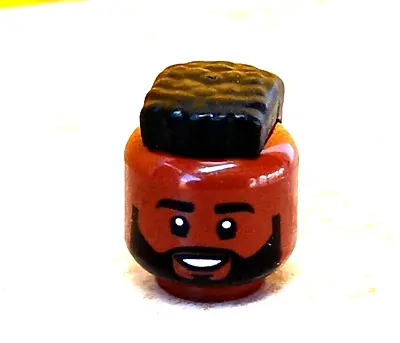 LEGO Black Man Head DARK THICK BEARD Mr T Costume Black Afro Mohawk Hair Combo • $14.43