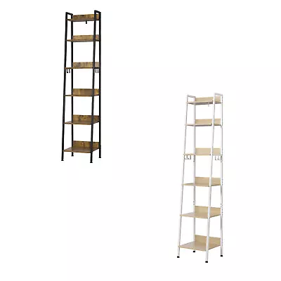 6 Tier Ladder Shelf Storage Shelving Unit Plant Display Stand Bookshelf W/ Hook • £45.99