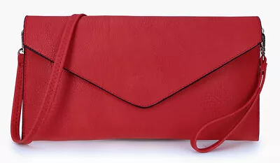 Large Envelope Shaped Clutch Bag Evening Bag Party Wrist Shoulder Bag Crossbody • £10.94